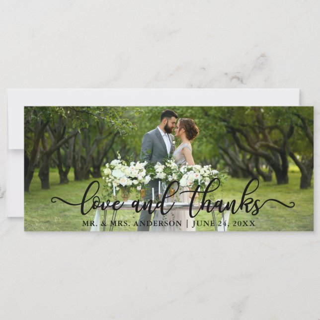 Elegante Moderne Liebe und Dank | Hochzeit Danke Einladung (Vorderseite)
