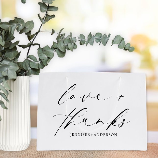 Elegante moderne Liebe und dank Script Hochzeit Große Geschenktüte (Von Creator hochgeladen)