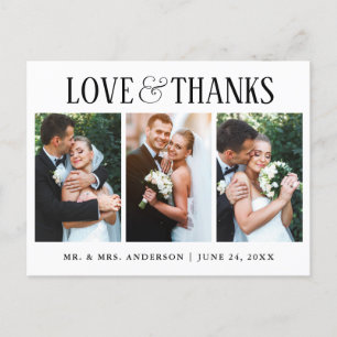 Elegante moderne Liebe und Dankeschön-Hochzeit 3 F Postkarte