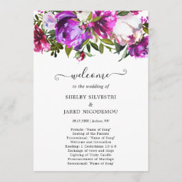 Elegante Moderne Lila Blumenhochzeit Programm