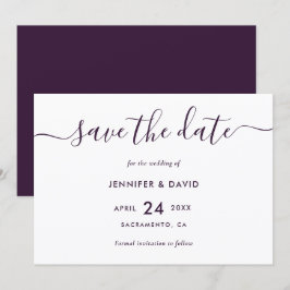 Elegante moderne lila Hochzeit Save The Date