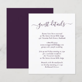 Elegante moderne Lila Hochzeitdetails Begleitkarte