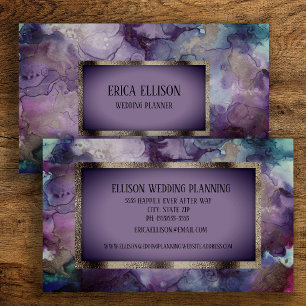 Elegante Moderne Lila Violettverheiratung Visitenkarte