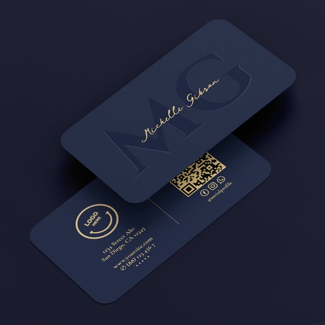 Elegante moderne Logos Dunkle Navy Beruflich Visitenkarte (Elegant Modern Logo Dark Navy Professional Business Card
)