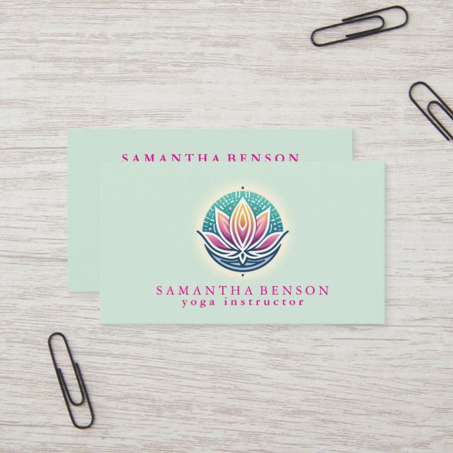 Elegante Moderne Lotus Blume Visitenkarte (Vorderseite/Rückseite Beispiel)