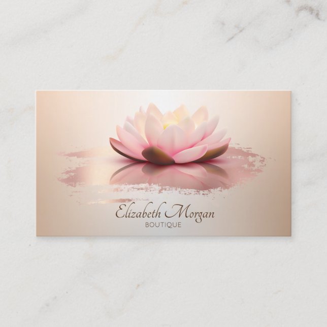 Elegante Moderne Lotus Rose Visitenkarte (Vorderseite)