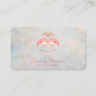 Elegante moderne lustige Flamingos Opal Holografis Visitenkarte