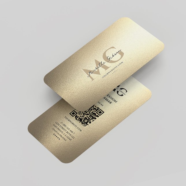 Elegante Moderne Luxus-Imitats Gold Beruflich Visitenkarte (Elegant Modern Luxury Gold Monogram Professional Business Card
)
