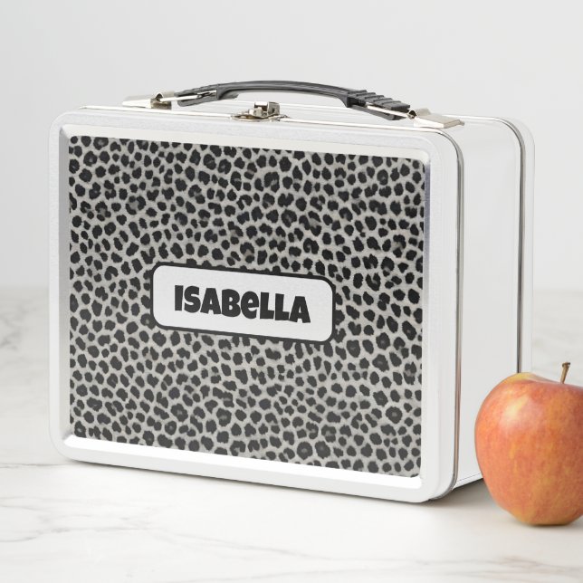 Elegante, moderne Luxus-Kollektion Weißer Leopard Metall Brotdose (Beispiel)