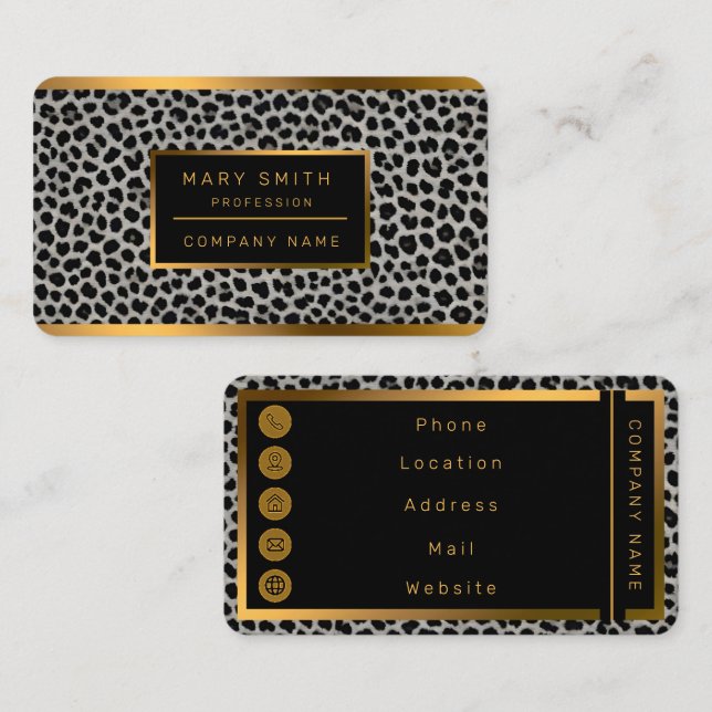Elegante, moderne Luxus-Kollektion Weißer Leopard Visitenkarte (Vorne/Hinten)