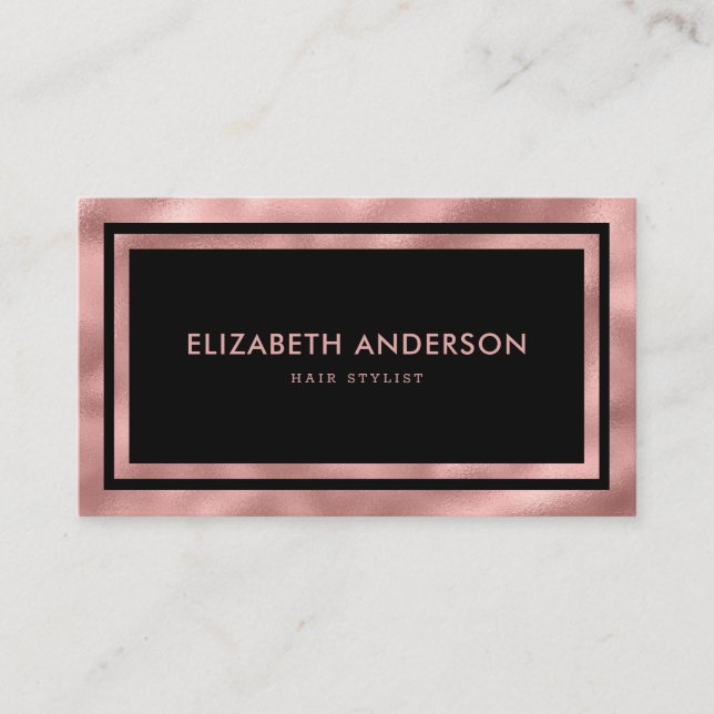Elegante Moderne Luxus Schwarz und Rose Gold Visitenkarte (Vorderseite)