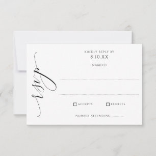 Elegante moderne Luxus-Script-Hochzeit RSVP Karte
