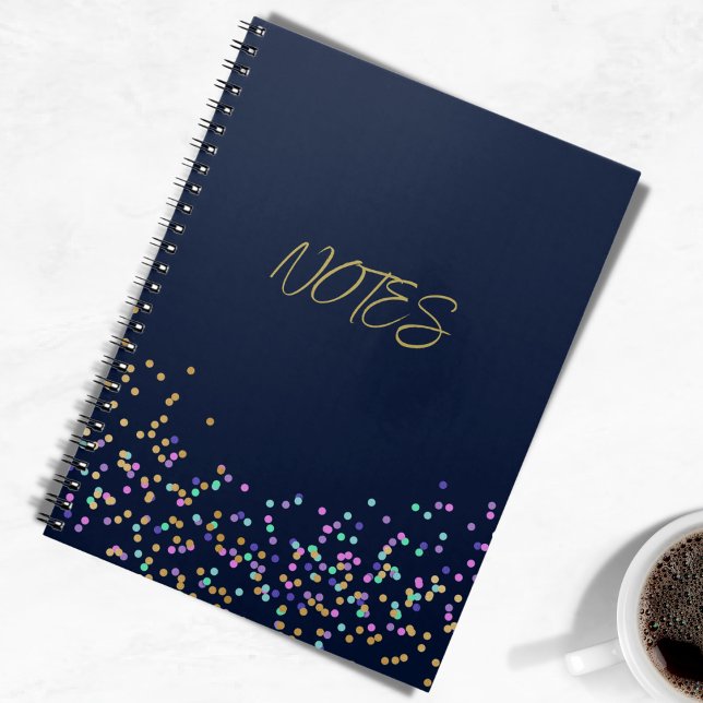 Elegante moderne Marine Blue Gold Pink Confetti Notizblock (Von Creator hochgeladen)