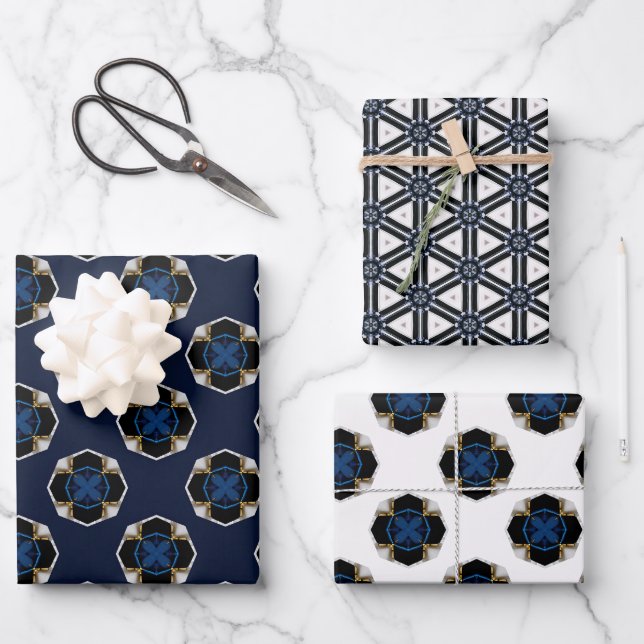 Elegante moderne Marine und Weiß Geschenkpapier Set (Vorderseite)