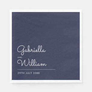 Elegante moderne Marine und White Script Serviette
