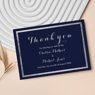 Elegante moderne marineblaue Imitate silber Danke