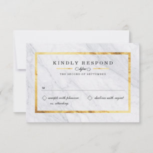 Elegante moderne Marmor- und Gold-RSVP-Karten RSVP Karte