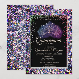 Elegante moderne Maske, Diamanten Sequins Quincean Einladung