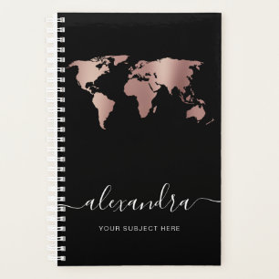 Elegante moderne Mindest-Rose-Gold-Weltkarte Planer
