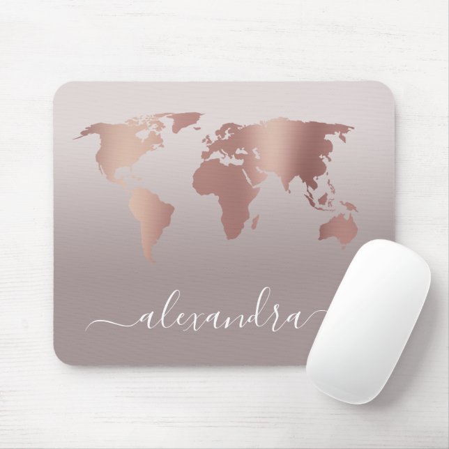 Elegante moderne Mindest-Rose-Goldgraukarte Mousepad (Mit Mouse)