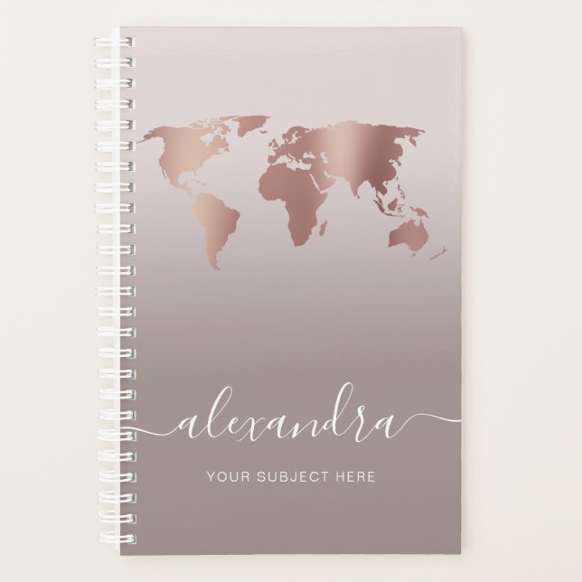Elegante moderne Mindest-Rose-Goldgraukarte Planer (Vorderseite)