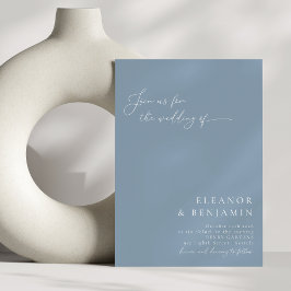 Elegante moderne Minimal Dusty Blue Script Wedding Einladung