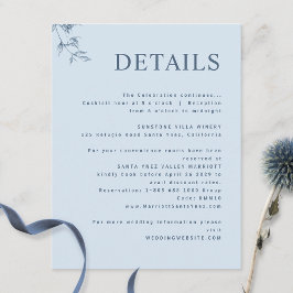 Elegante, moderne Minimal Dusty Blue Wedding Detai Begleitkarte