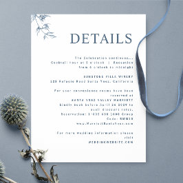 Elegante, moderne Minimal Dusty Blue Wedding Detai Begleitkarte
