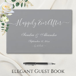 Elegante Moderne Minimal Gray White Wedding Gästebuch