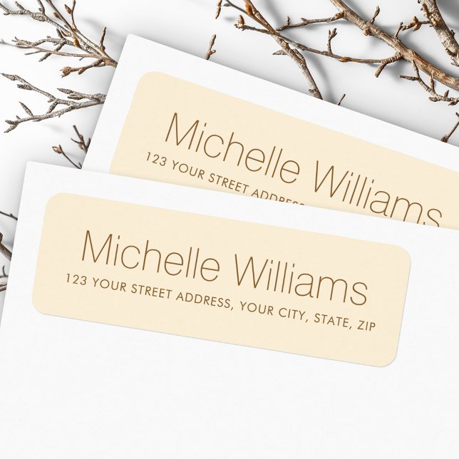 Elegante moderne minimale Creme-Rücksendeadresse (Elegant modern minimal cream return address label)