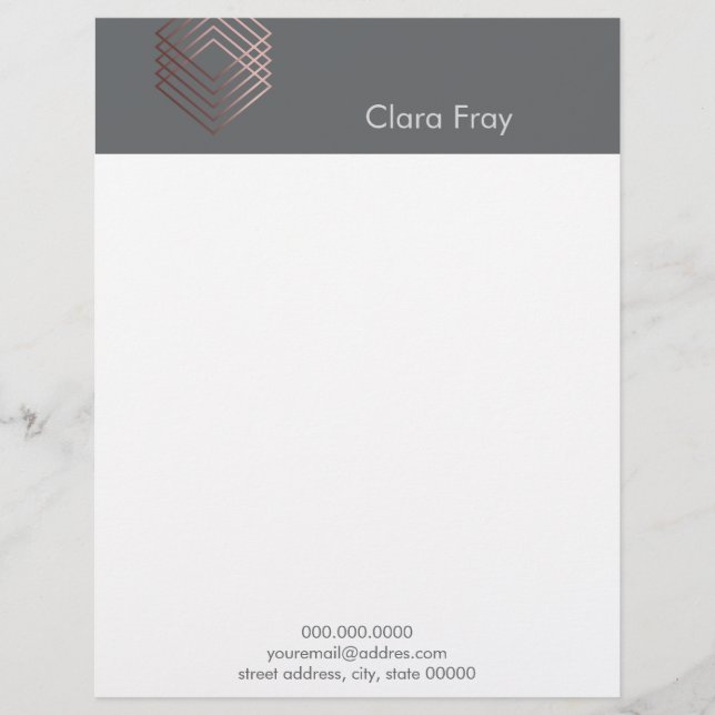 elegante moderne minimale Imitate Rose Gold geomet Briefbogen (Vorderseite)