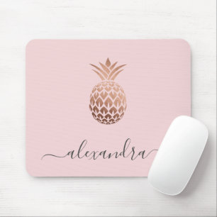 Elegante moderne minimale Rose Goldpink-Ananas Mousepad