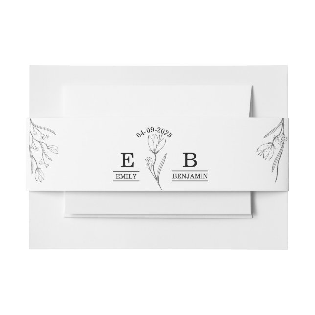 Elegante Moderne Minimalistische Blumen Einfache H Einladungsbanderole (Vorderseite Beispiel)