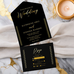Elegante Moderne Minimalistische Hochzeit All-in-One-Einladung
