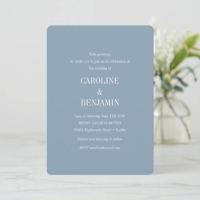 Elegante Moderne Minimalistische Hochzeit Einladung (Stehend Vorderseite)