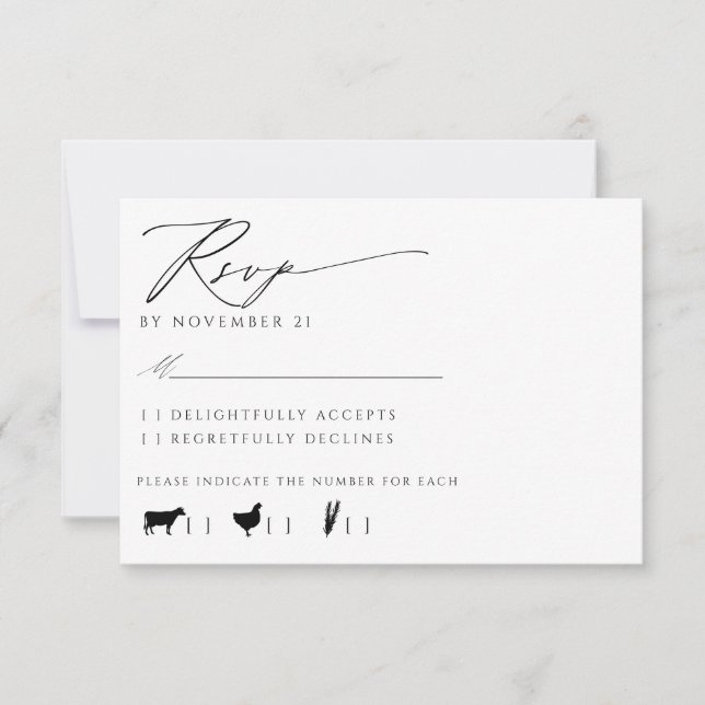 Elegante Moderne Minimalistische Hochzeit RSVP Karte (Vorderseite)