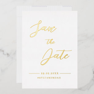 Elegante moderne minimalistische Hochzeit "Save th Folieneinladung