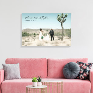 Elegante Moderne Minimalistische Hochzeitsstiftung Leinwanddruck