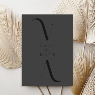 Elegante Moderne Minimalistische Matte Black Weddi Save The Date