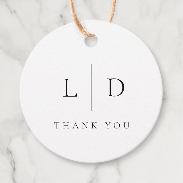 Elegante moderne Minimalistische Monogramm-Hochzei Geschenkanhänger (Vorderseite)
