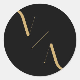 Elegante moderne Minimalistische Monogramm-Hochzei Runder Aufkleber