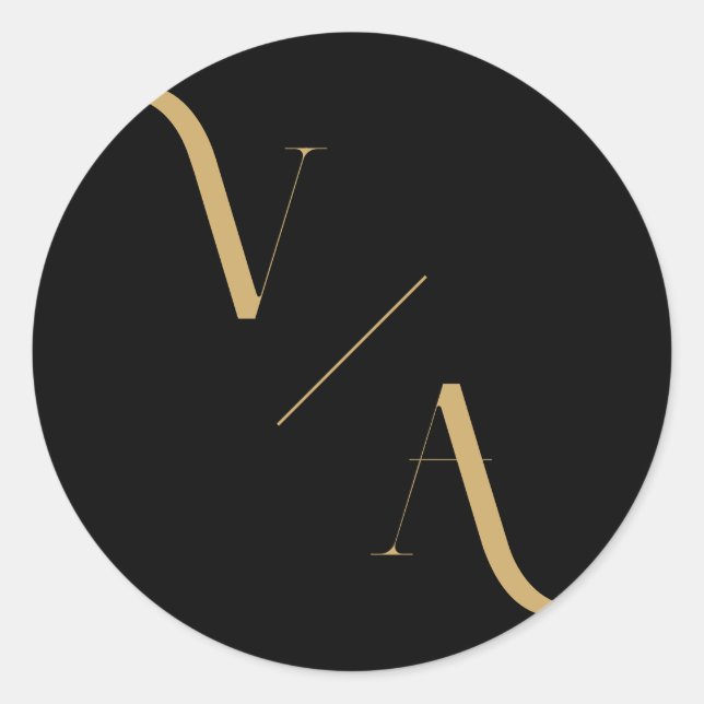 Elegante moderne Minimalistische Monogramm-Hochzei Runder Aufkleber (Vorderseite)
