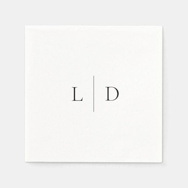 Elegante moderne Minimalistische Monogramm-Hochzei Serviette (Vorderseite)
