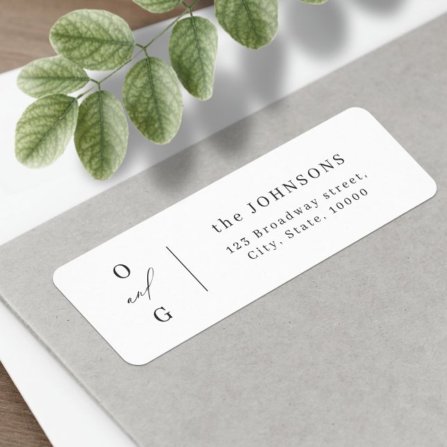 Elegante moderne minimalistische monogramm-Rücksen (Elegant modern monogram minimalist return address label)