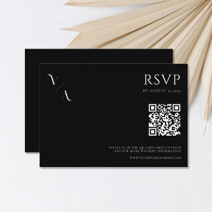 Elegante Moderne Minimalistische Schwarz-Weiß-Hoch RSVP Karte