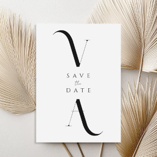 Elegante Moderne Minimalistische Schwarz-Weiß-Hoch Save The Date