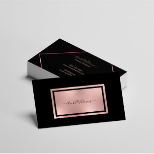 Elegante Moderne Minimalistische Schwarze Gold Ros Visitenkarte