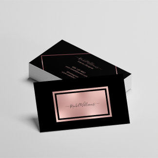 Elegante Moderne Minimalistische Schwarze Gold Ros Visitenkarte