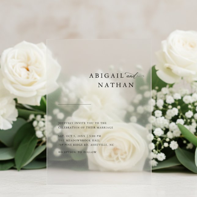Elegante Moderne Minimalistische Schwarze Hochzeit Acryleinladungen (Von Creator hochgeladen)
