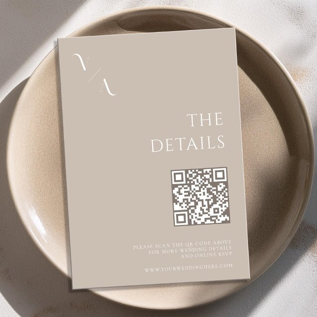 Elegante Moderne Minimalistische Taupe Hochzeit Begleitkarte (Von Creator hochgeladen)